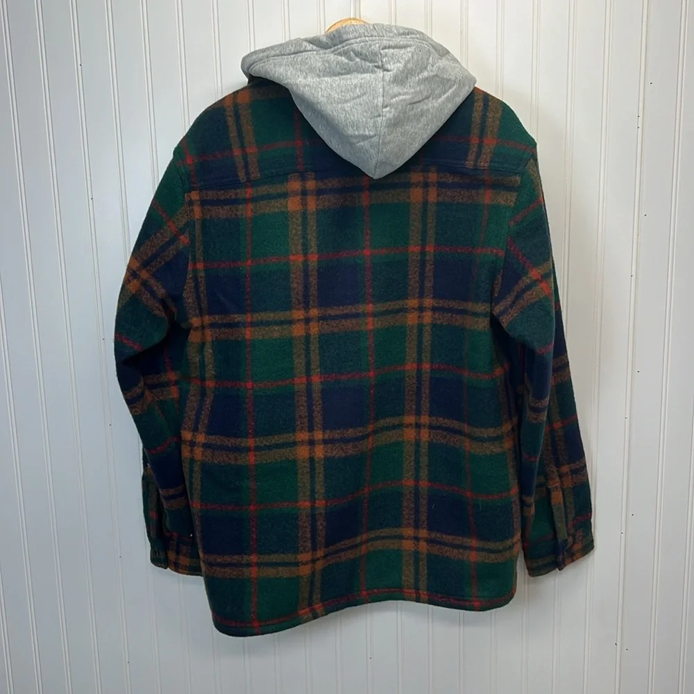BLANKNYC Flannel Plaid‎ Shacket With Removable Hood Sz L